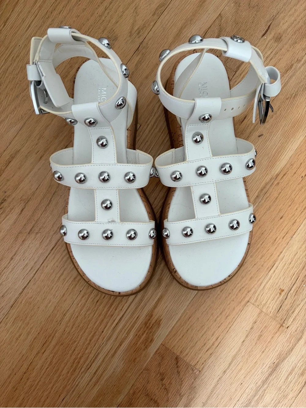 Michael Kors White Studded Platform Sandals